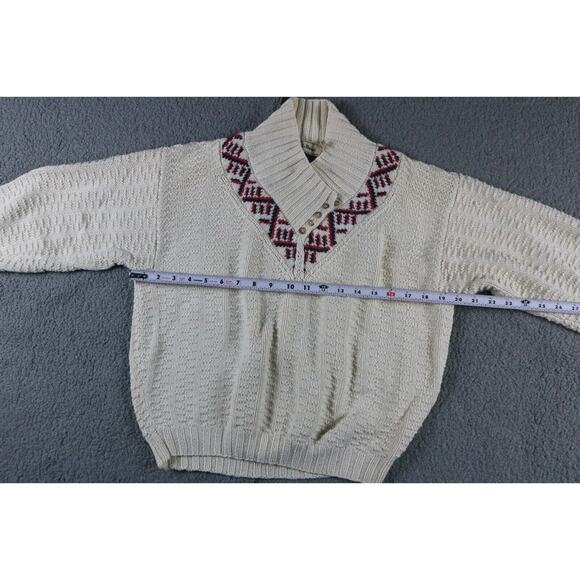 L.L.Bean Cropped Sweater Womens M White Funnel Neck Cable Knit Hong Kong Vintage - Picture 3 of 8